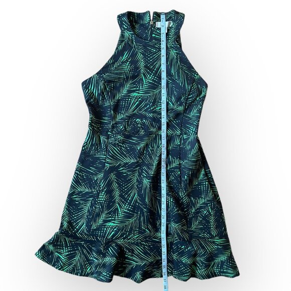 Michael Kors Green and Black Palm Print Knit Dress large - Picture 8 of 11